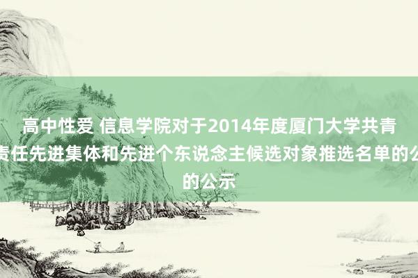 高中性爱 信息学院对于2014年度厦门大学共青团责任先进集体和先进个东说念主候选对象推选名单的公示